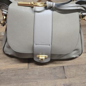 Chloe Taupe Leather Shoulder Bag